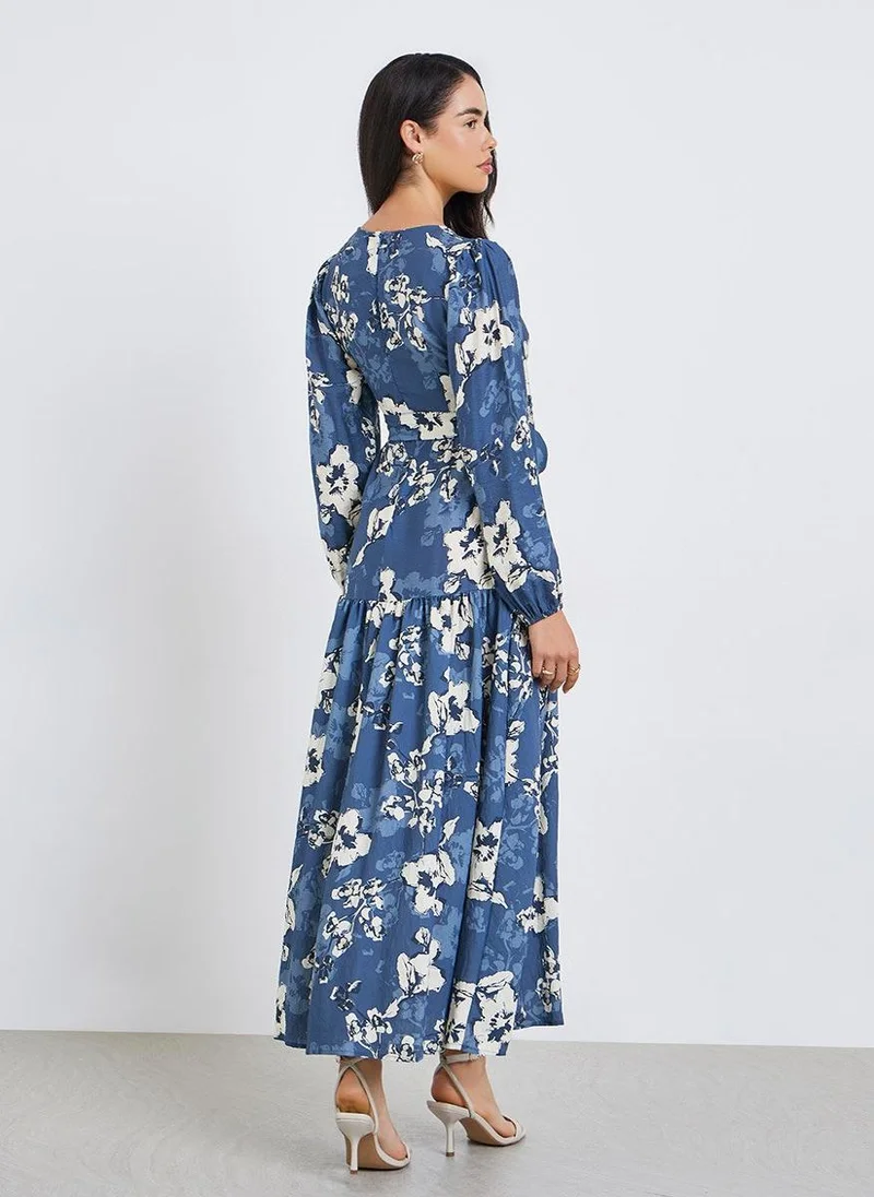 Styli  Women Floral Print A-Line Maxi Dress for Women | Best Price UAE